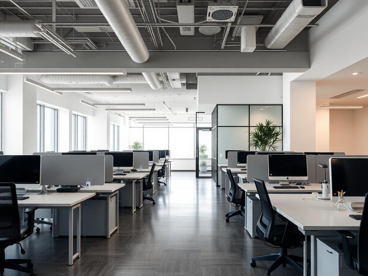Modern Omaha commercial office freshly painted in light gray and white
