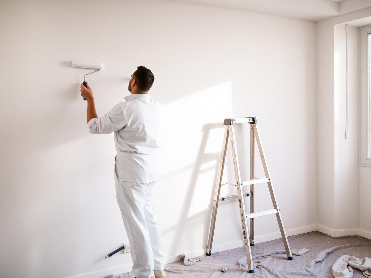 Extraordinary Colors painter rolling fresh paint on an Omaha interior wall